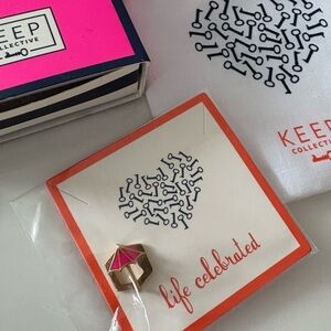 NWT Keep Collective “ Drink Umbrella” gold pink charm